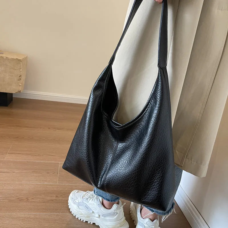 2Pcs women's soft PU shoulder bag set with small wallet in beige, horizontal square shape, daily matching handbag