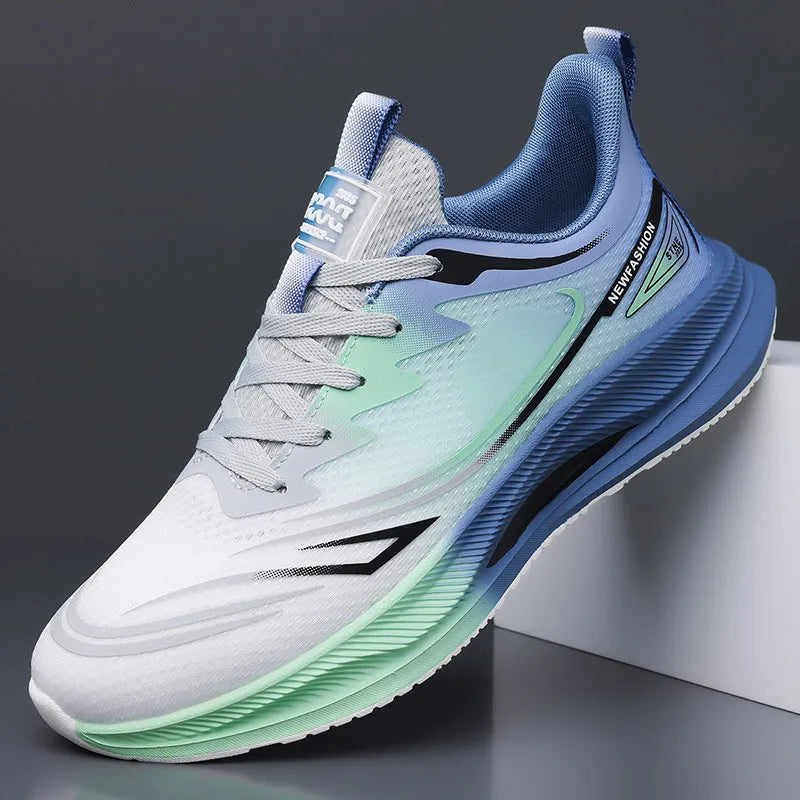 Men's low-top casual shoes with woven mesh upper and rubber sole in black blue colour