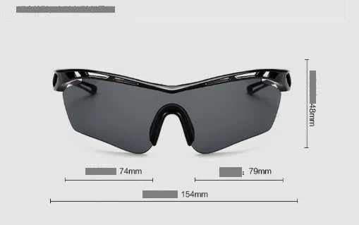 Bicycle glasses with PC frame and PC lenses in sport style, shown in Black, Green, Red, White, and Yellow colour options