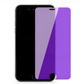 Violet light tempered glass screen protector for Vivo smartphones on a packaging card.