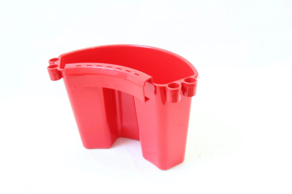 Car washing bucket with grit guard in black, red, blue, or pink, showing 20-litre capacity and sturdy handle