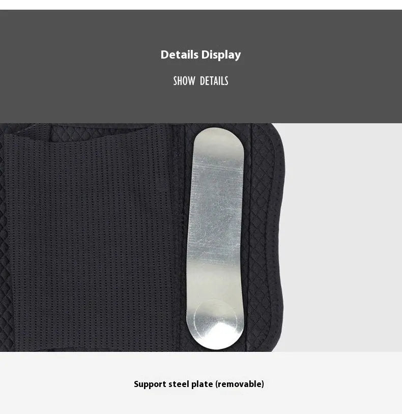 Men's joint tendon sheath support gloves made from grey neoprene and aluminium plywood.