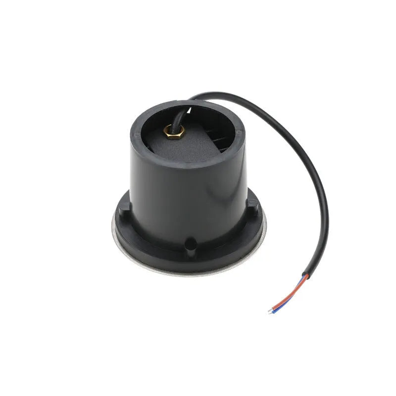 Round black LED COB underground light with stainless steel cover and tempered glass lens for outdoor installation