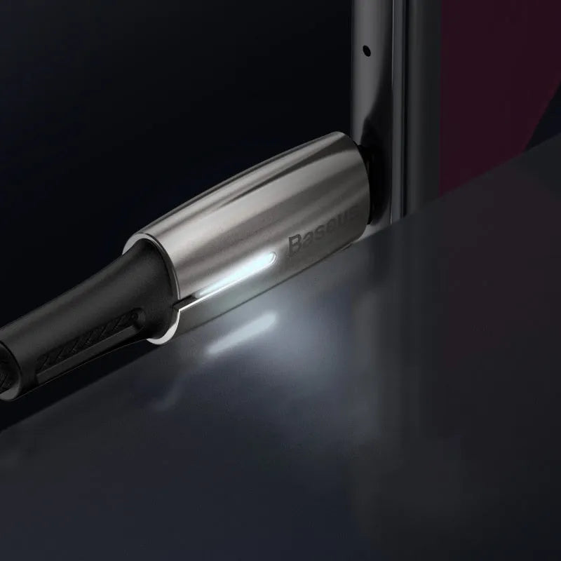 Purple and red dual Type-C data cable with PD60W fast charging capability and 1 metre length