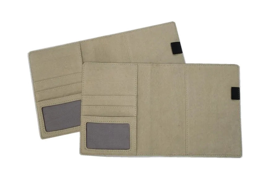 Blue imitation leather A5 notebook cover with a classic car line drawing design.