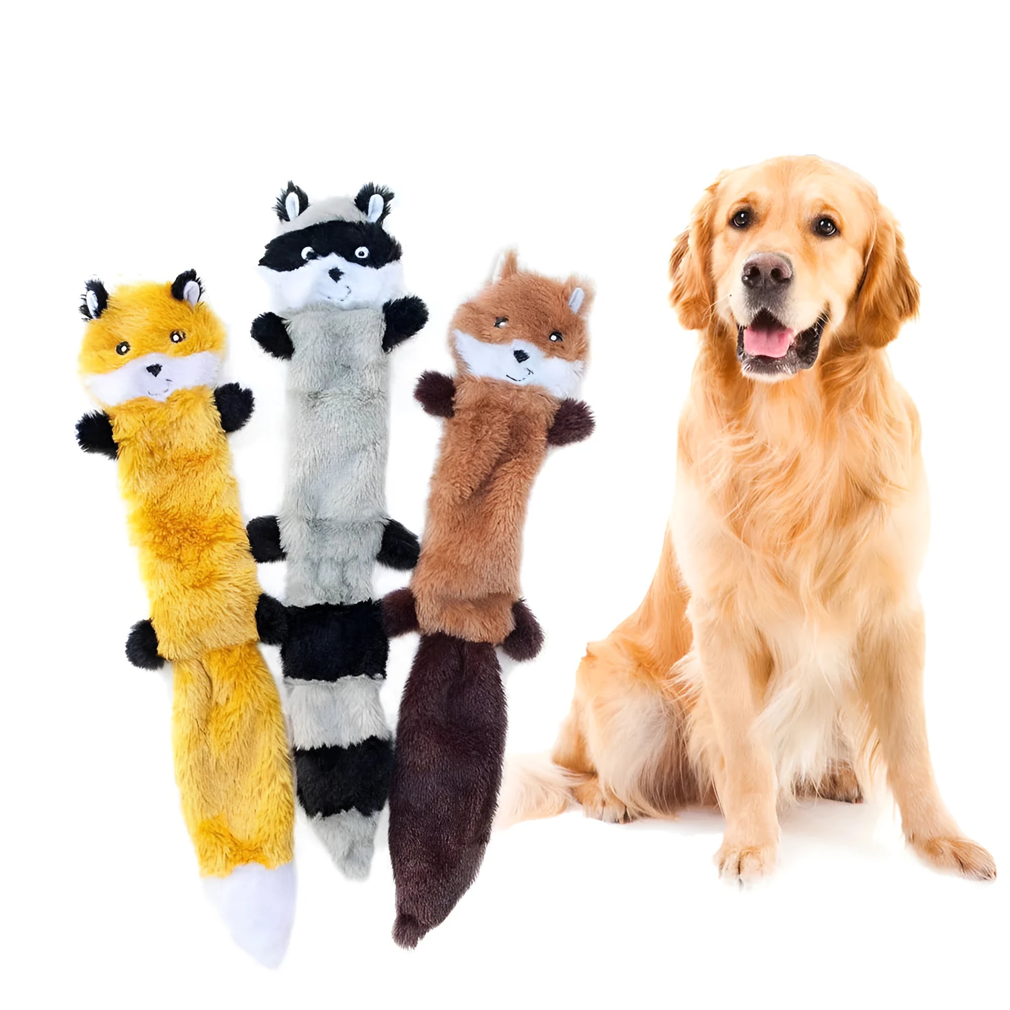 46cm long plush squeaking dog toy in multiple colour options