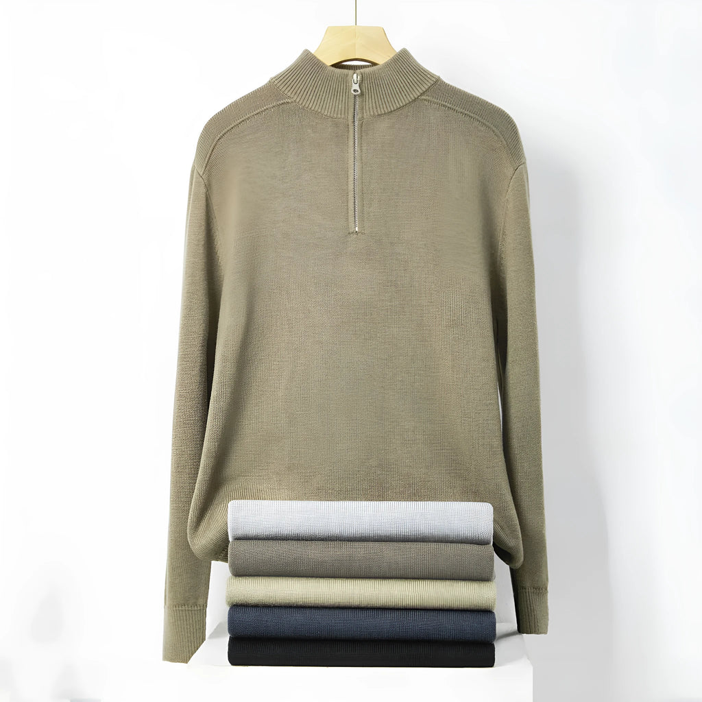 Casual thickened wool sweater in slim fit with long sleeves, shown in various colours including black and light grey