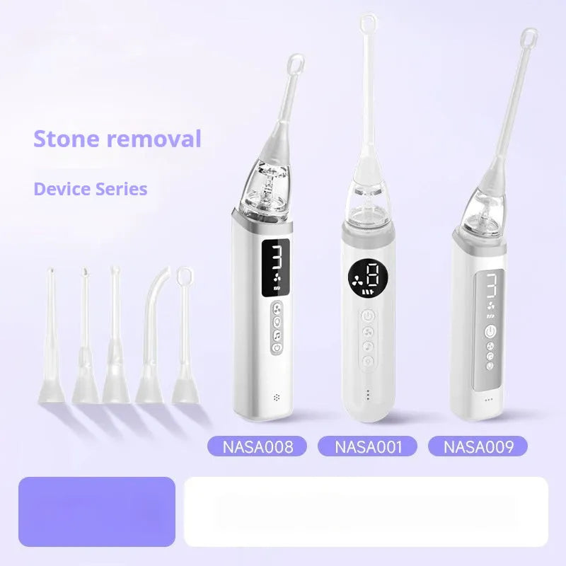 Stainless steel tonsil stone extractor oral cleaning tool in milky white colour