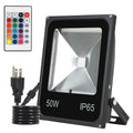 Black aluminium LED flood light for outdoor building and industrial illumination.