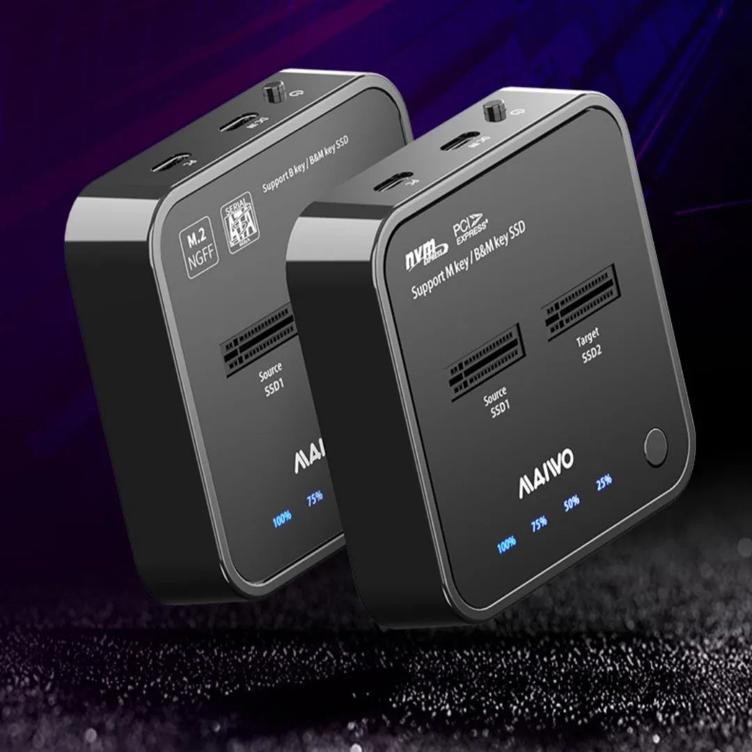 MAIWO K3016 M2 solid state hard disk dock with cables and adapter for SATA and NVMe drive cloning