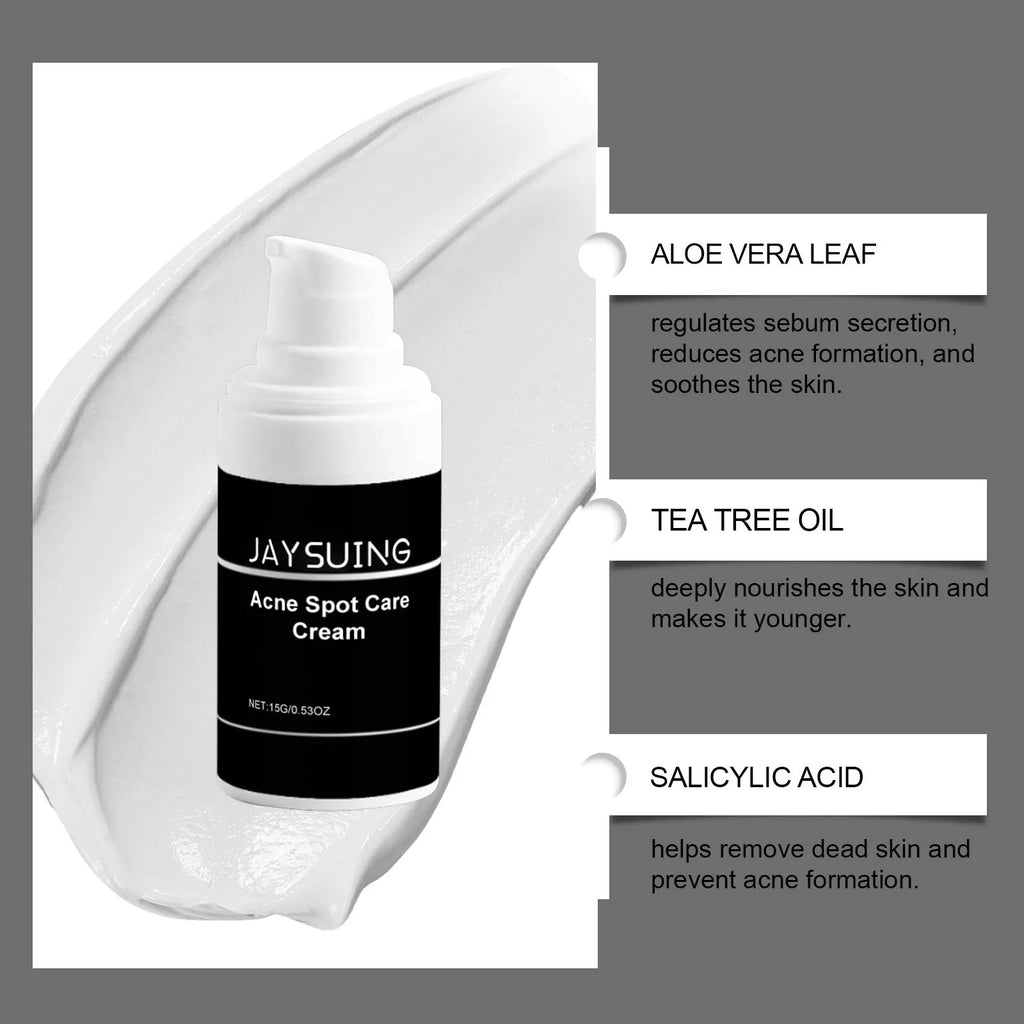 15g tube of acne cream with mint leaf, tea tree oil and aloe vera ingredients