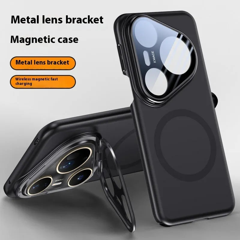 Huawei Pura80 magnetic lens protective case in frosted PC with drop-resistant design