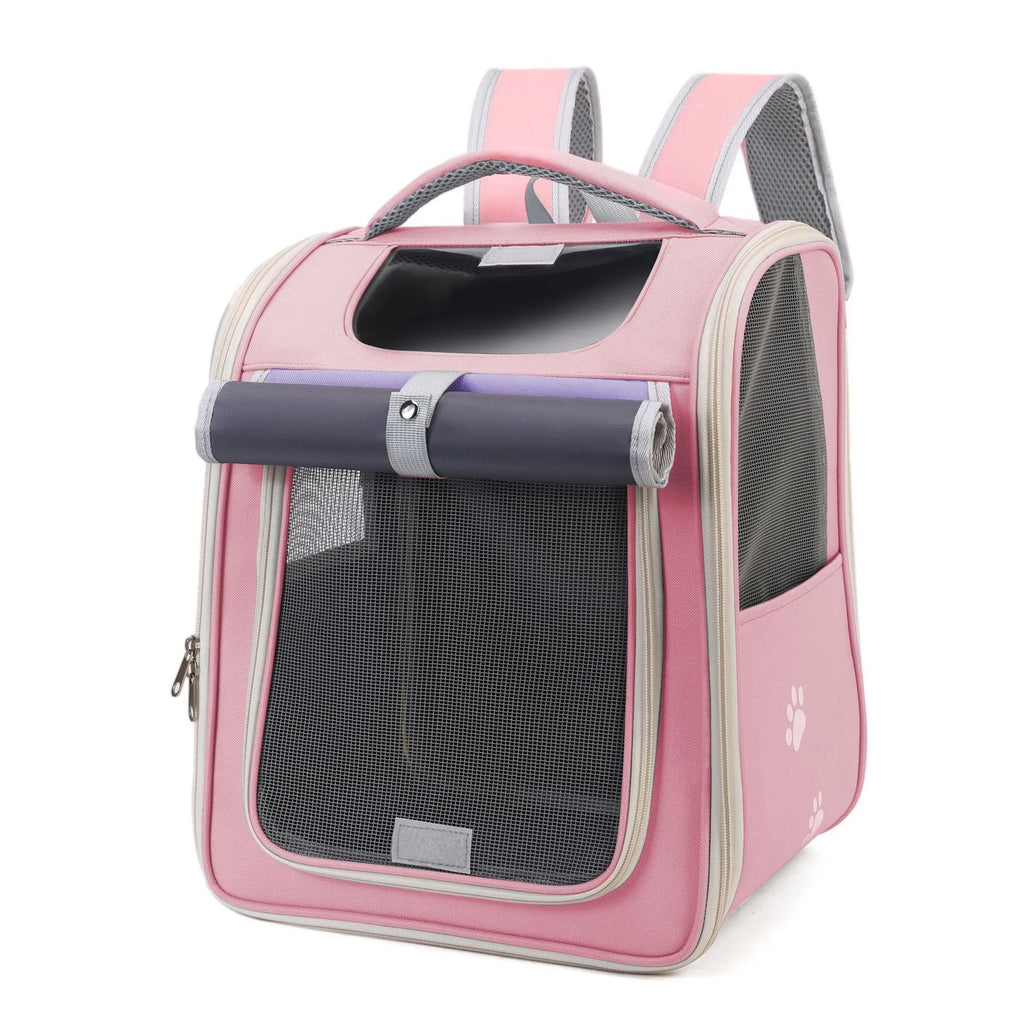 Large capacity pet bag in breathable Oxford cloth with steel wire keel support, 32x28x42cm, contrast colour