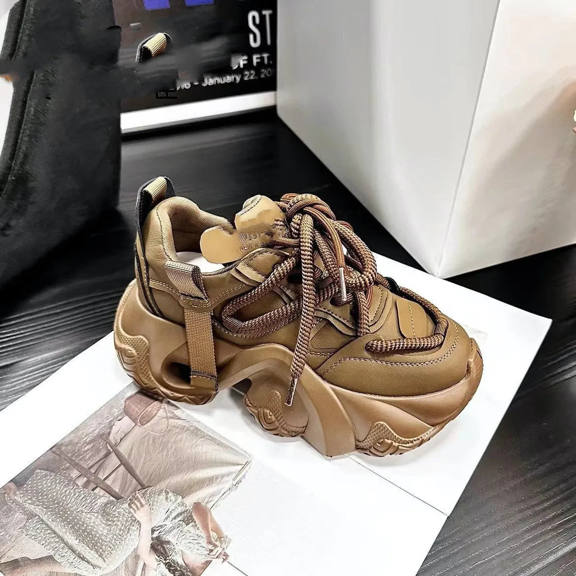 Women's creamy white wedge sneakers with cross straps and 6-8cm heel