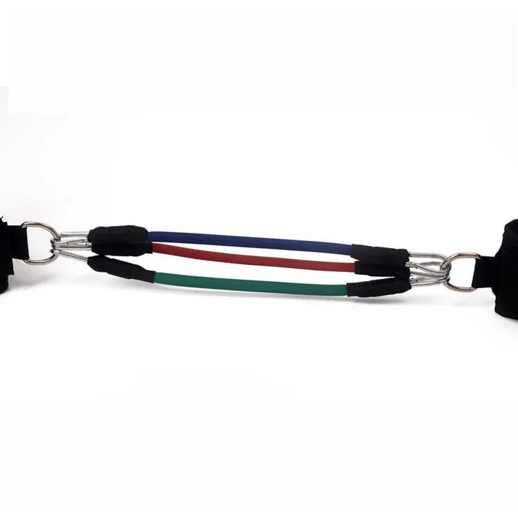 Black Taekwondo training pull rope set for leg conditioning and strength development