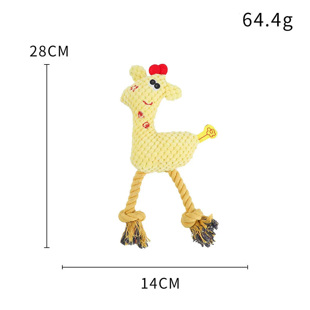 Blue deer-shaped plush dog toy with corn grain texture, measuring 20 cm long with integrated sound module