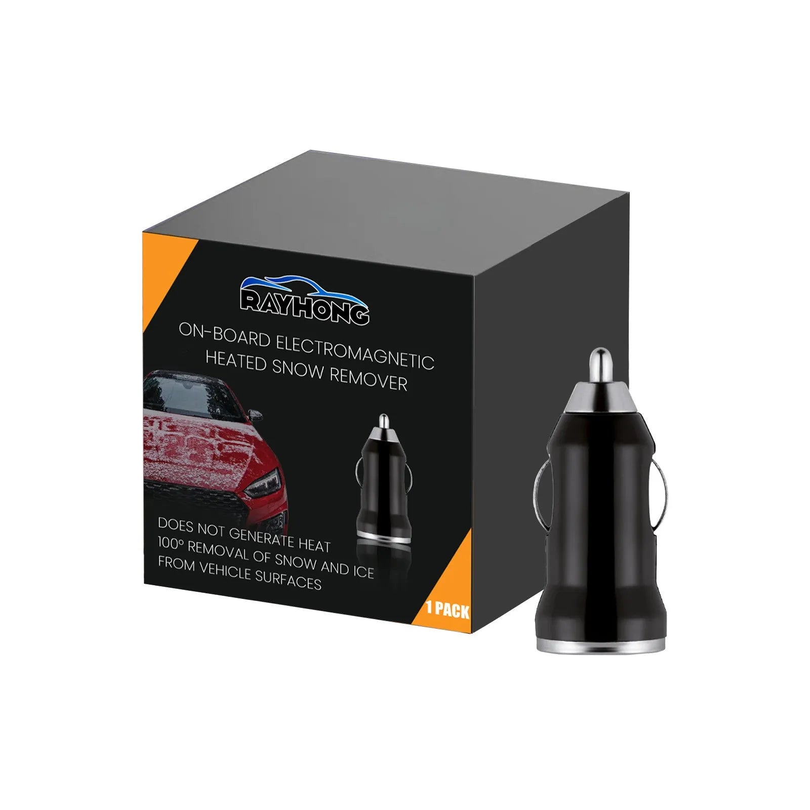 Black portable car snow removal charger de-icer tool measuring 5.5 cm for vehicle windscreens