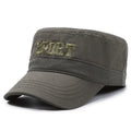 Men's cotton flat-top peaked cap with adjustable strap and dome crown in multiple colour options
