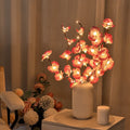 65cm pink phalaenopsis branch LED light with flexible design, battery operation, and 20 individual warm light points for bedroom decoration