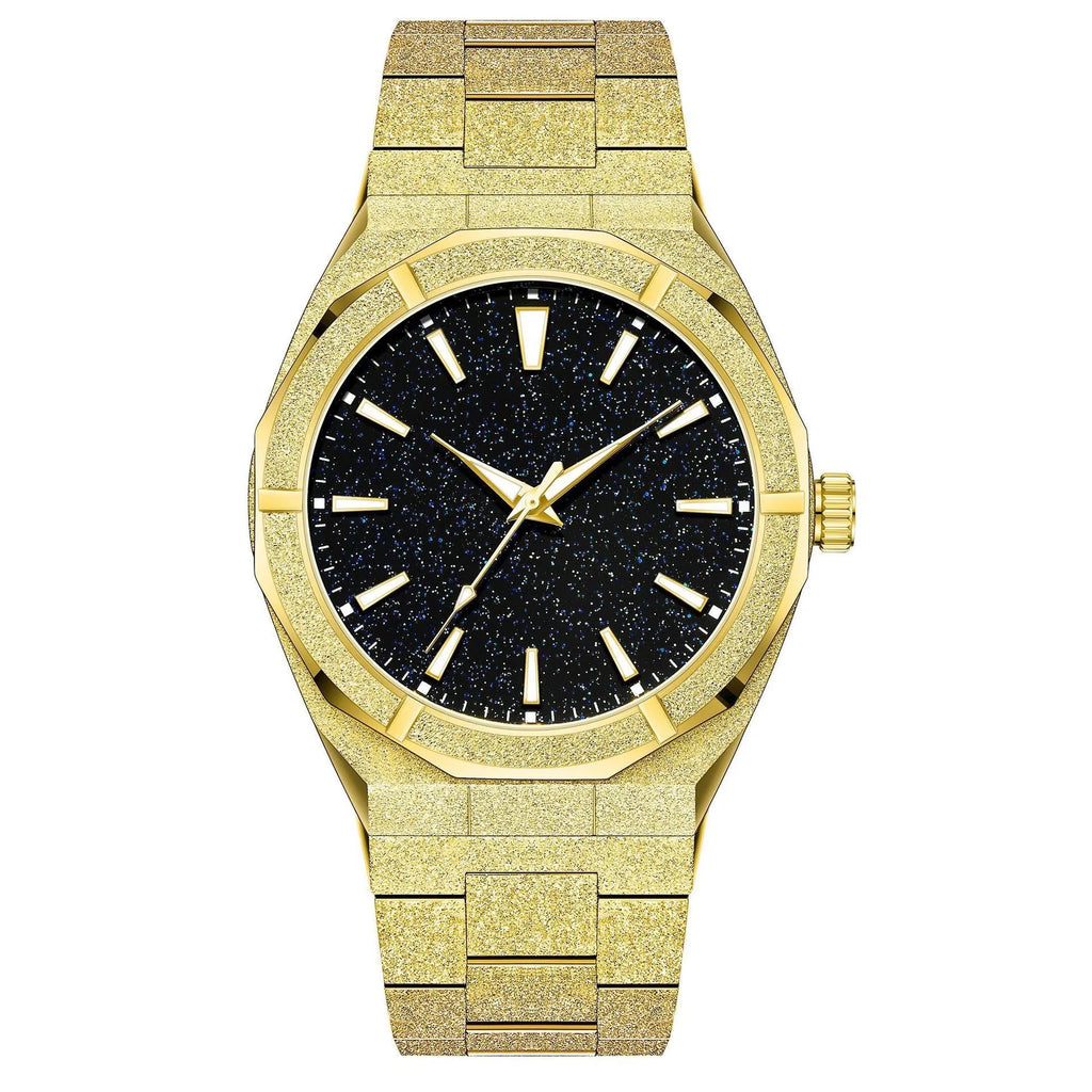 Men's business watch with stainless steel case, luminous hands, and frosted finish in silver colour