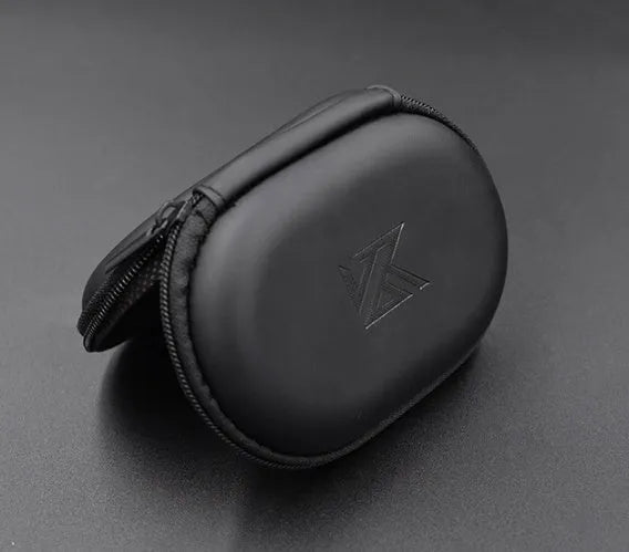 Black leather oval earphone storage bag for EDX PRO and ZEX series earphones