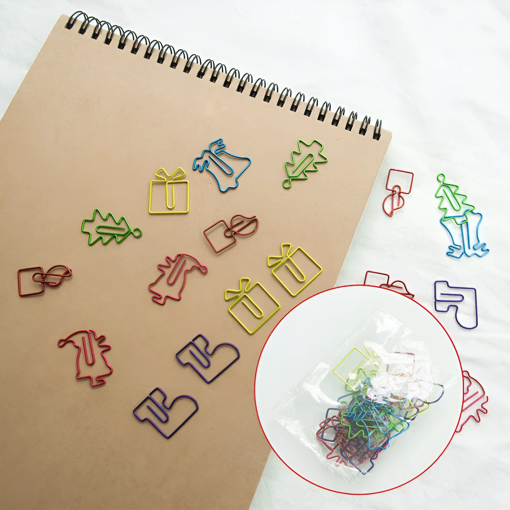 Christmas creative special-shaped colour paper clips set of 18 pieces with mixed festive colours