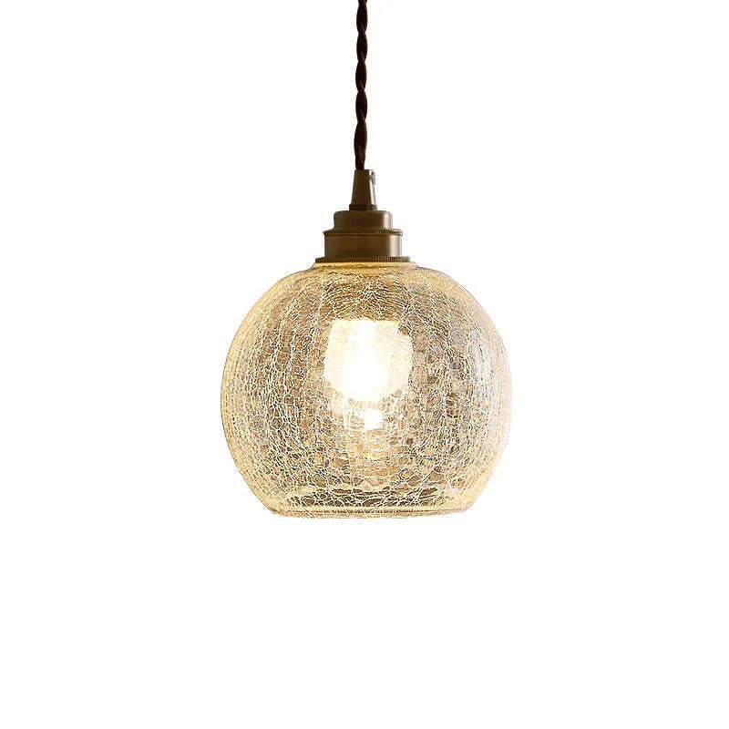 Copper and glass ball chandelier with 17.5cm diameter shade and electroplated finish
