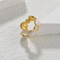 Adjustable opening geometric ring in stainless steel with electroplating treatment for women