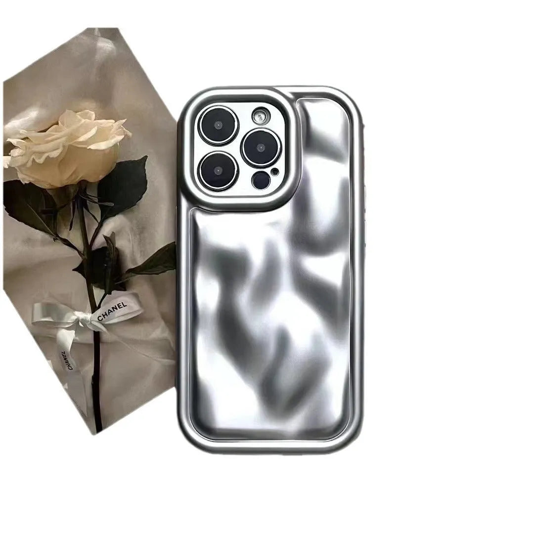 Frosted meteorite pattern iPhone case in black, soft rubber, three-dimensional drop protection cover