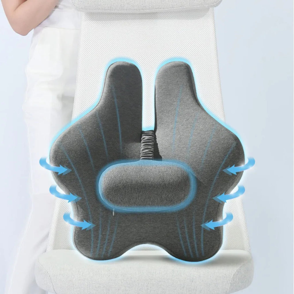 Adjustable memory foam car cushion for waist support in four colour options