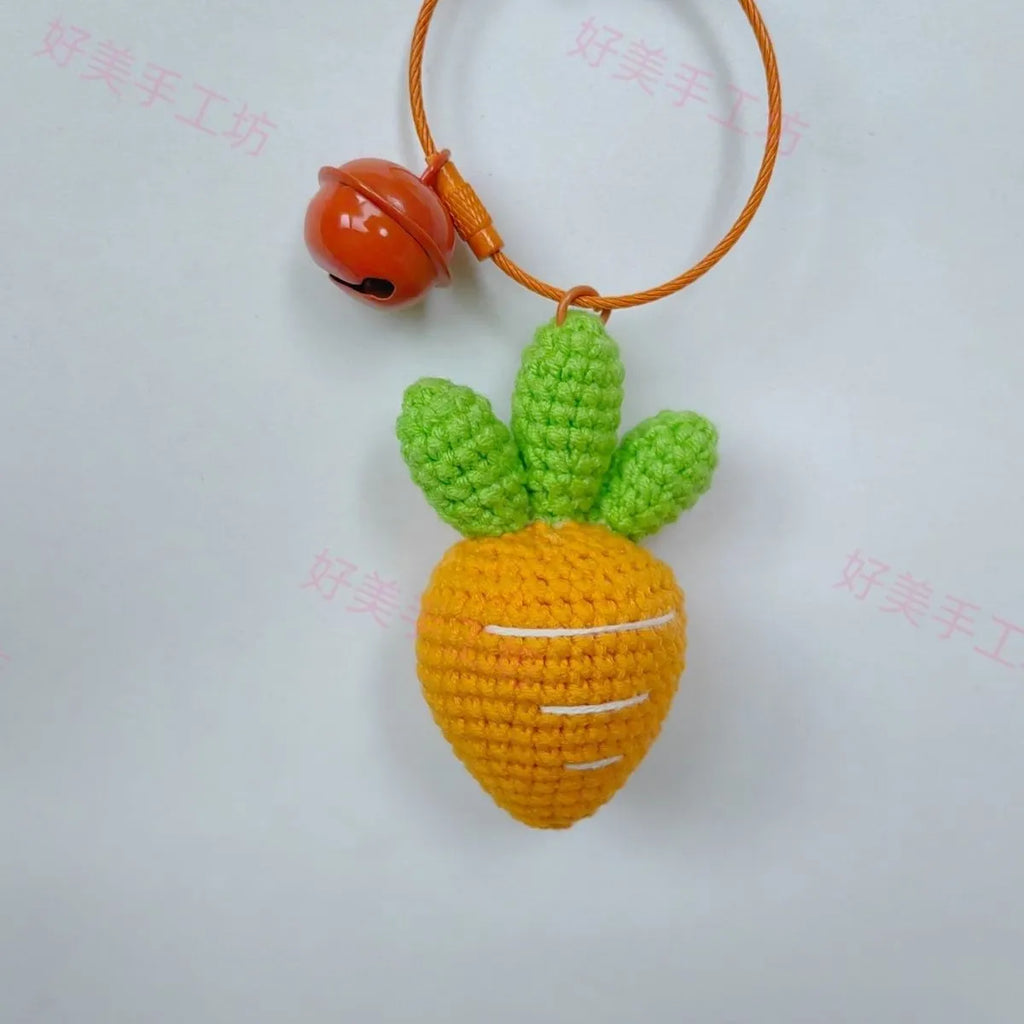 Cartoon carrot car design woollen fabric keychain pendant for accessory decoration