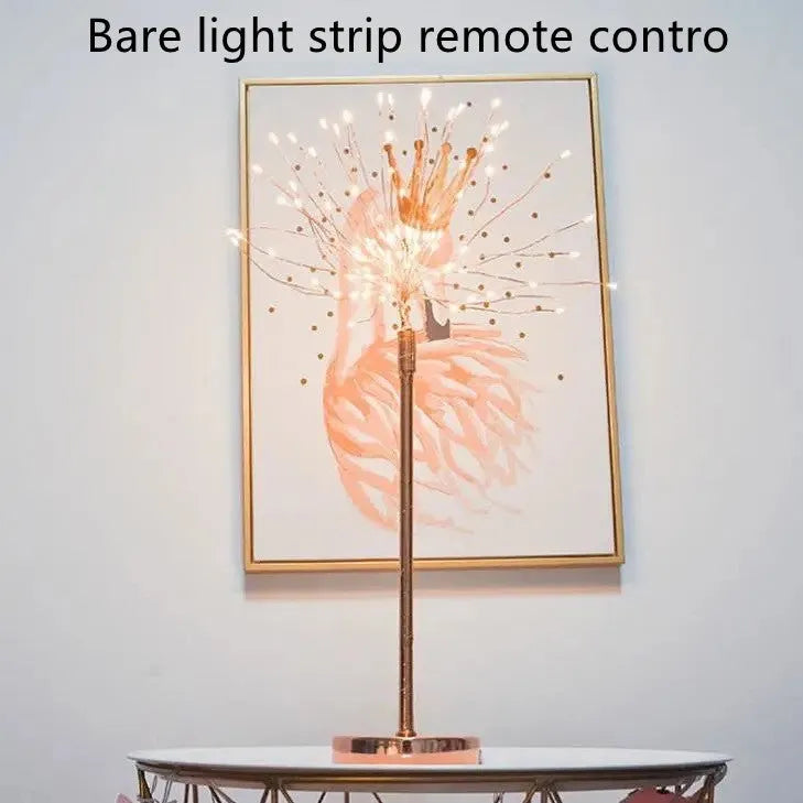 Feather table lamp with remote control, USB or battery power, 50 feathers, soft light for bedside or desk