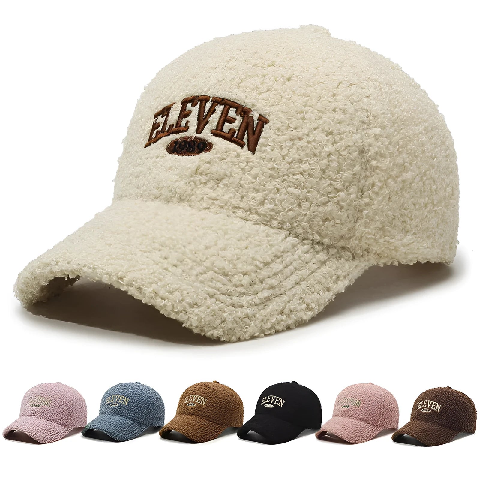 Adjustable winter baseball cap in polyester fabric with machine embroidery detailing