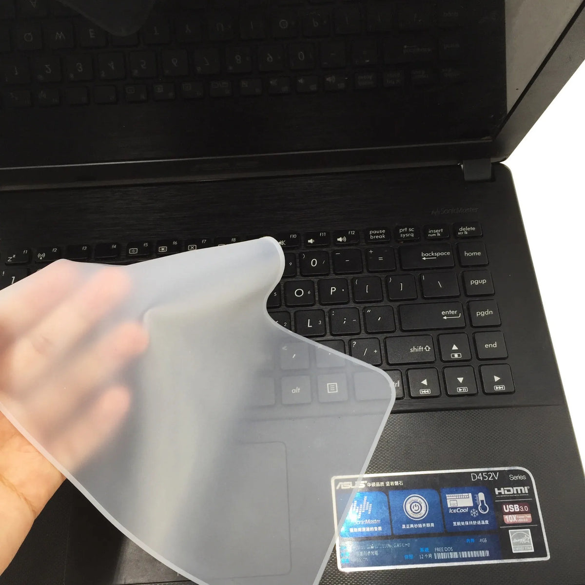Transparent silicone keyboard dust film for laptop, universal fit, 110x268mm to 368x132mm sizes