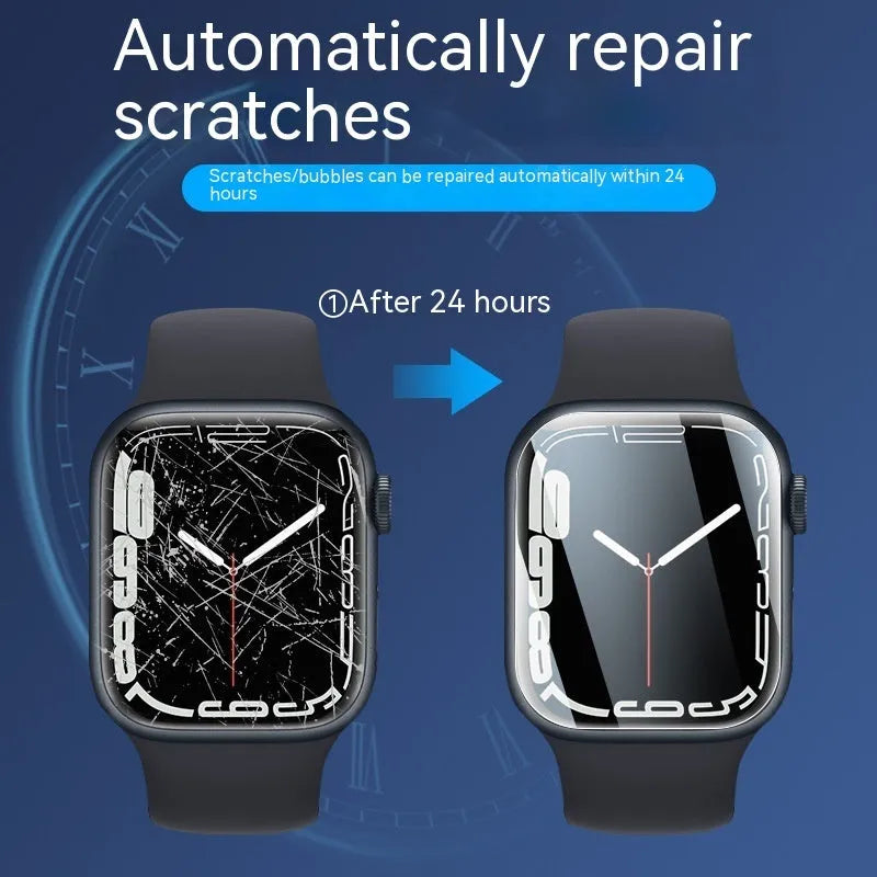 HD Water Coagulation Watch Protective Film TPU screen protector in sizes 40mm to 49mm with Kraft Paper Packaging