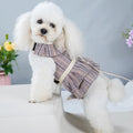 Polyester pet harness vest with integrated hand-holding rope in milky white or purple colour options