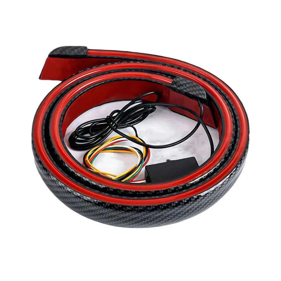 Automobile LED streamer tail wing turn signal light kit showing installation on car rear
