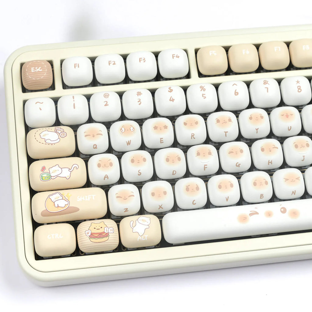 Steamed bread cat design mechanical keyboard key cap set with 7u spacebar supplement