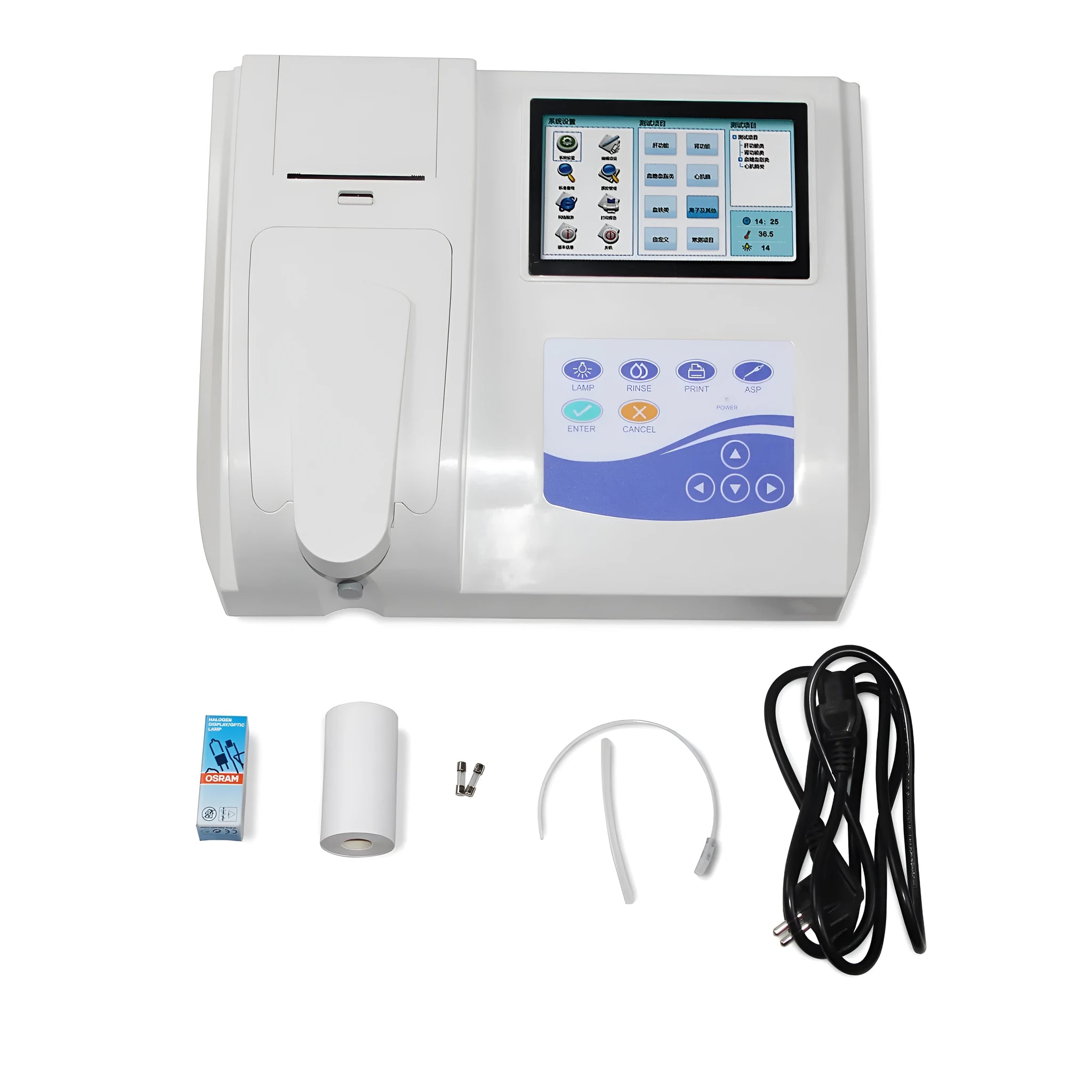 CONTEK BC300 semi-automatic biochemistry analyser unit on laboratory bench with touchscreen display.