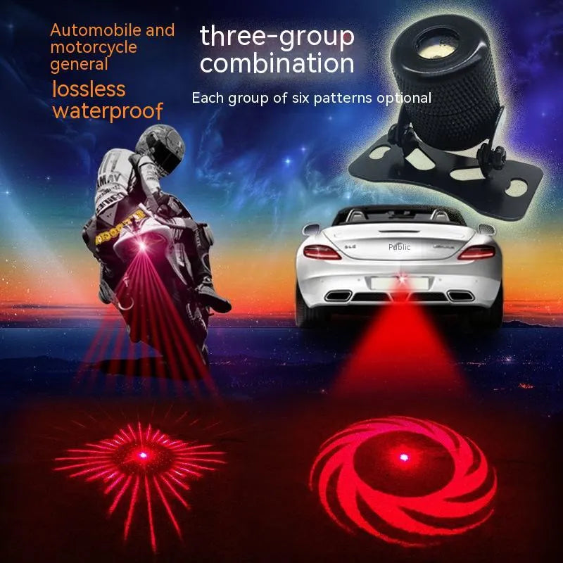 Aluminium laser fog lamp with adjustable mount showing 100MW laser projection for vehicle visibility enhancement