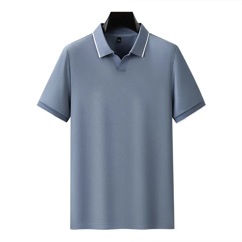 Men's mercerized cotton blend short sleeve polo shirt in regular fit showing colour options