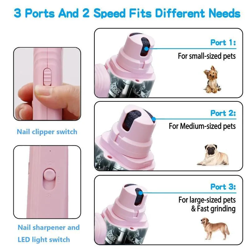 2-in-1 pet nail clipper with LED light, stainless steel blades, 180 x 41 x 22 mm, for dogs and cats