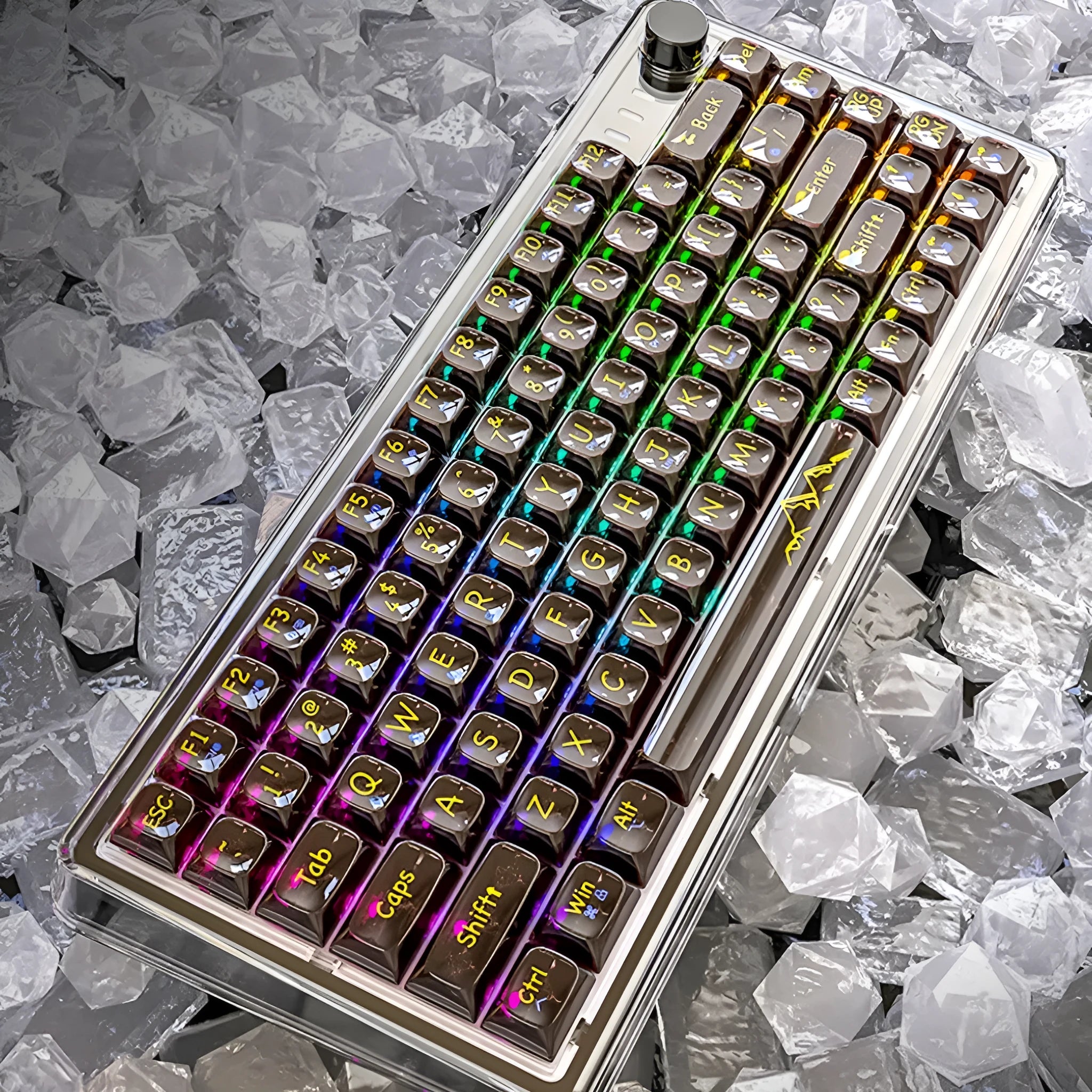 Attack Shark K75RGB wireless mechanical keyboard with transparent RGB lighting in black or white