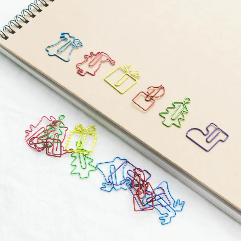Christmas creative special-shaped colour paper clips set of 18 pieces with mixed festive colours