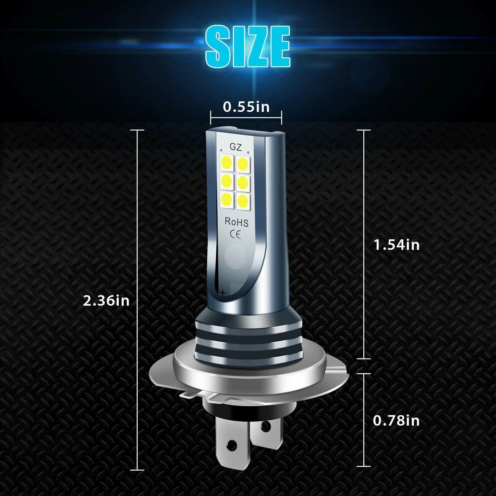 Universal 12-SMD LED car fog light bulb with aviation aluminium housing.