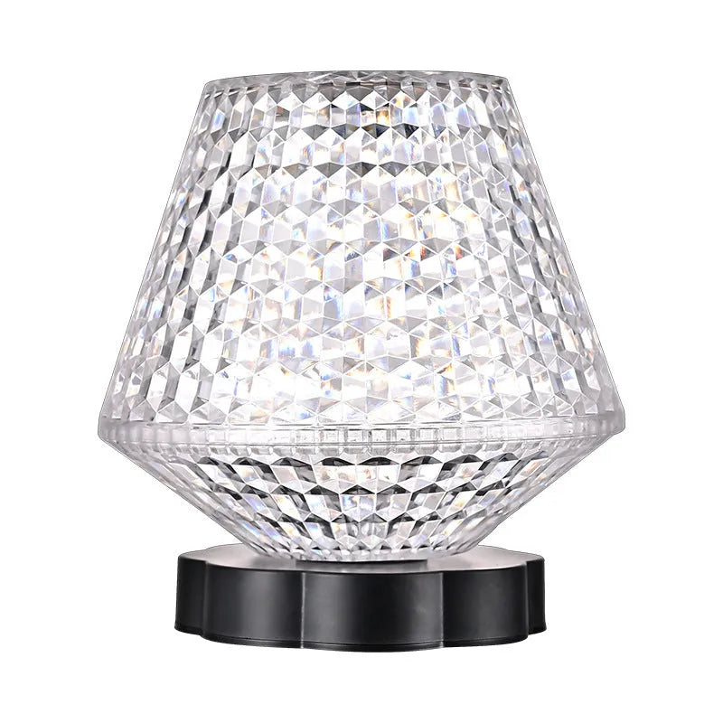 Crystal décor table lamp with touch sensor base and USB charging cable