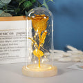 LED-lit eternal rose flower in glass cover with bendable copper wire, colours red gold grey blue pink rose red