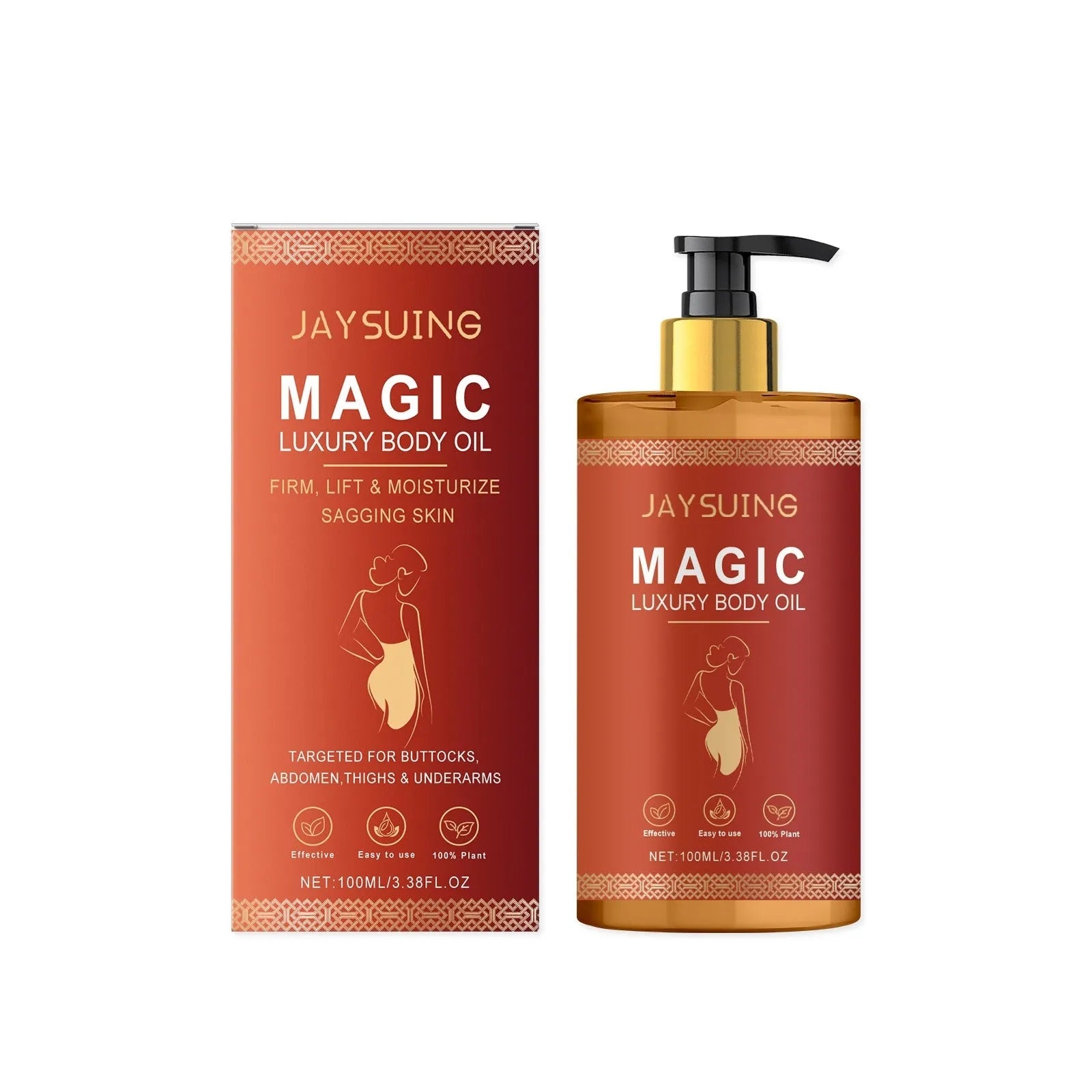 100ml bottle of tightening and nourishing body oil with glycerin and vitamin E for skin hydration
