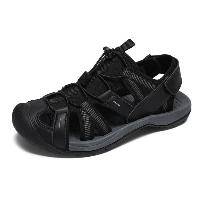 Men's casual sports shoes with mesh upper, rubber sole and velcro fastening in LX01 Blue and Black colours