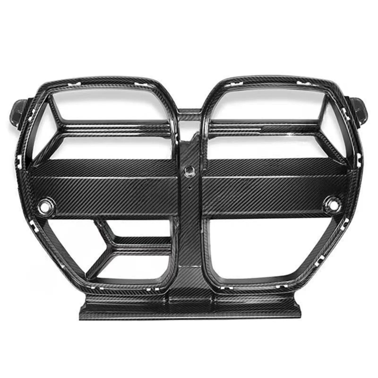 Dry carbon fibre front bumper grille with 3K weave for BMW M3 M4 G80 G82 models in black.